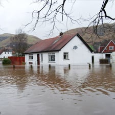 Flooding in a village