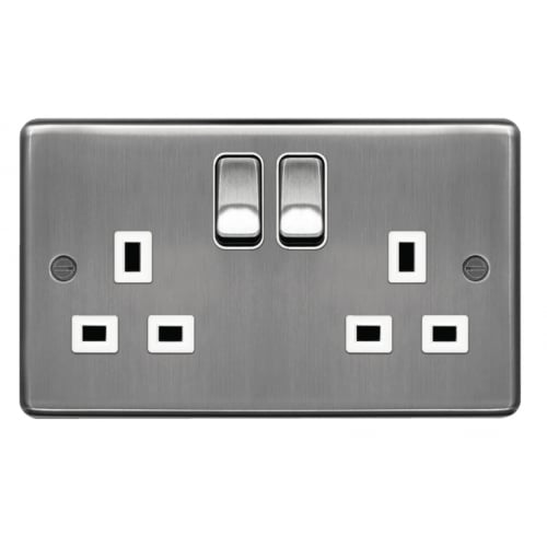 Raised Brushed Steel White Insert