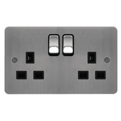 Flat Brushed Steel Black Insert