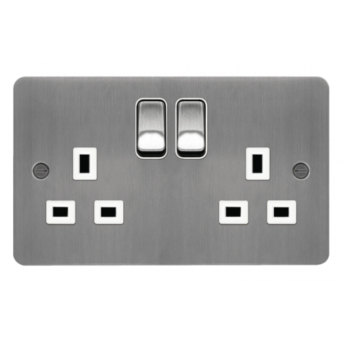 Flat Brushed Steel White Insert