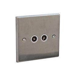 CED WSCTVS2 2g TV Coaxial Socket Satin Chrome White insert