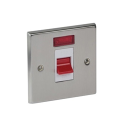 CED WSCCS45N 1g 45a DP Switch & Neon 10mm high satin chrome white ins.