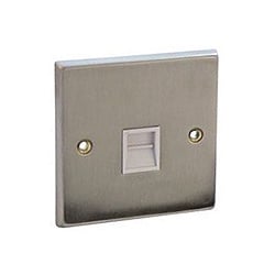CED WSCTELFM1 1g Slave Telephone Socket Satin Chrome White insert