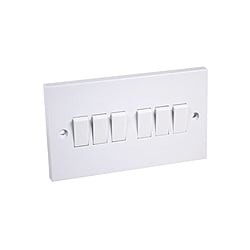 CED S62 6gang 2way 10amp S.P. white plate switch square edge