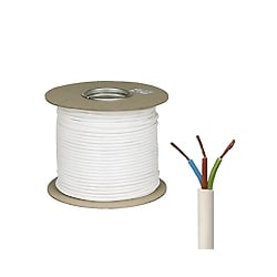 1.0mm 3183B 3 Core White Circular LSZH Flexible Cable -100 Metre Coil