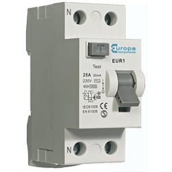ECL EUR180.30/2 80 amp 2 pole 30mA trip 10kA RCD 2 module