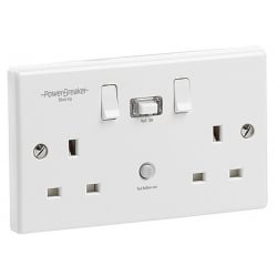 Powerbreaker K22WPA-C 2Gang 13amp White RCD Switch Socket
