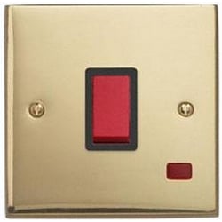 Contactum 3787EBB 32a 1g DP Edwardian Brass Switch with Neon
