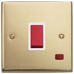 Contactum 3787EBW 32a 1g DP Edwardian Brass Switch with Neon