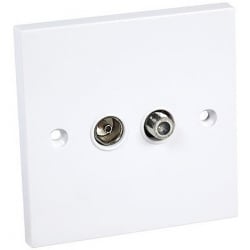CED STVFO 2gang F type Satellite & TV Socket Outlet Flush White