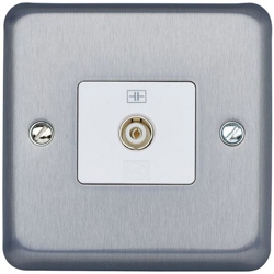 MK K3581BRC Single Isolated TV/FM Coaxial Socket Brushed Chrome
