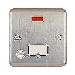 MK K978BRC 13a Un-switched Spur with neon & flex outlet Brushed Chrome