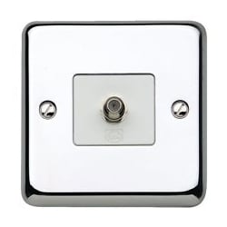 MK K3585PCR Single 'F' Type Flush Satellite TV Outlet Polished Chrome