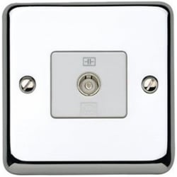 MK K3581PCR Single Isolated TV/FM Coaxial Socket Polished Chrome