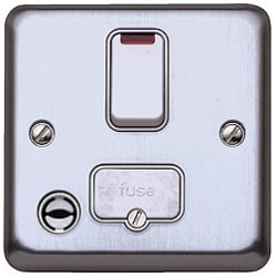 MK K971BSS 13a Switch Spur + neon+Flex outlet Brushed Stainless Steel