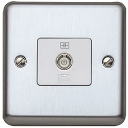 MK K3581BSS 1g Isolated TV/FM Coaxial Socket Brushed Stainless Steel