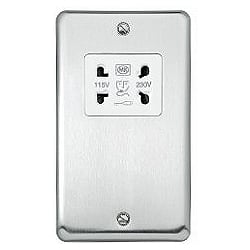 MK K703BSS Shaver Socket dual volt115/230 volt Brushed Stainless Steel