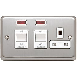 MK K5261BSS 45a Cooker Control Unit + Neons & 13amp Switch Socket