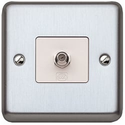 MK K3585BSS 1g 'F' Type Satellite TV Outlet Brushed Stainless Steel