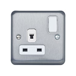 MK K1258MCO 1gang 13amp Non Standard DP Matt Chrome Switch Socket