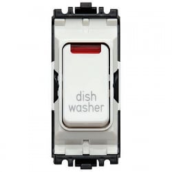 MK Grid Plus K4896NDWWHI 20a DP switch with neon marked DISH WASHER