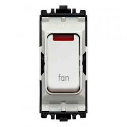 MK Grid Plus K4896NFNWHI 20a DP switch with neon marked FAN