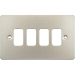 Schneider Get GUG04GPN 4 Gang Grid Plate with Grid, Pearl Nickel