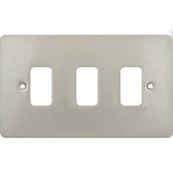 Schneider Get GUG03GPN 3 Gang Grid Plate with Grid, Pearl Nickel