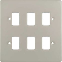 Schneider Get GUG06GMC 6 Gang Grid Plate with Grid, Metal Clad Grey