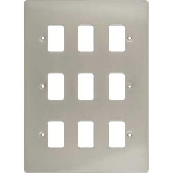 Schneider Get GUG09GMC 9 Gang Grid Plate with Grid, Metal Clad Grey
