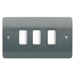 MK K3633GRA 3 Gang Flush Moulded Grid Plus Cover Plate Graphite Part M Compliant