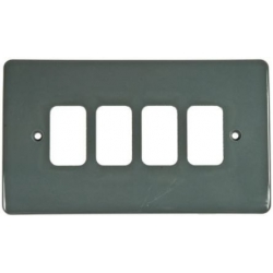 MK K3634GRA 4 Gang Flush Moulded Grid Plus Cover Plate Graphite Part M Compliant  