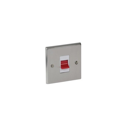 CED WSCCS45 1g 45a DP Switch 10mm high satin chrome with white insert