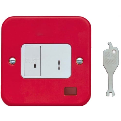 Contactum 3467RS 13 Amp DP Red Keyswitch flush metal