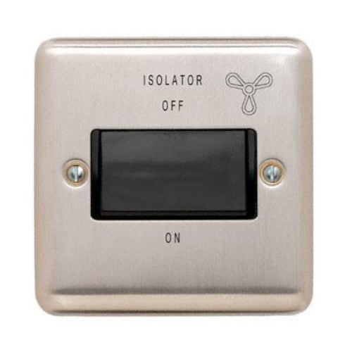 Contactum REF3713BSB Reflect 10a 3 Pole Fan Isolator Switch Brushed Steel