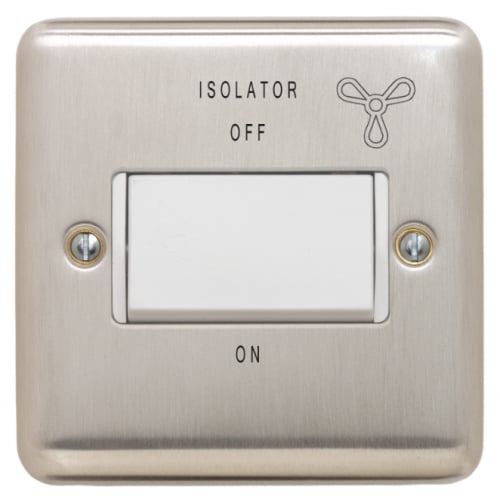 Contactum REF3713BSW Reflect 10a 3 Pole Fan Isolator Switch Brushed Steel