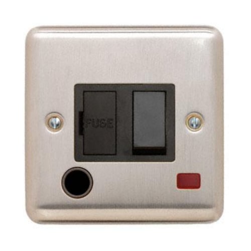 Contactum REF3369BSB Reflect 13a Switched Spur F/Out, Neon Brushed Steel