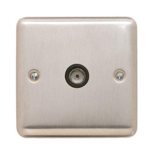 Contactum REF3147BSB Reflect 1g TV/FM Brushed Steel Socket