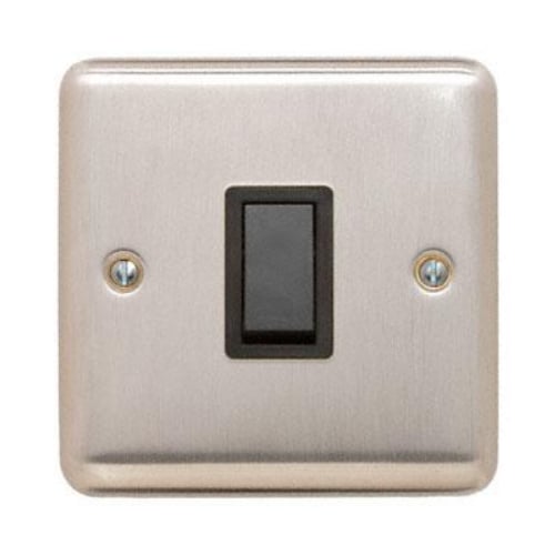 Contactum REF3796BSB Reflect 20a 1 Gang DP Switch Brushed Steel