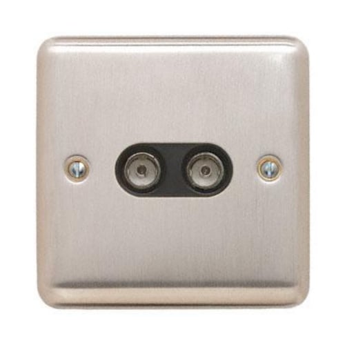 Contactum REF3148BSB Reflect 2g TV/FM Brushed Steel Socket
