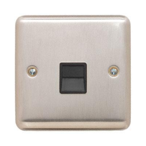 Contactum REF3169BSB Reflect Master Telephone Socket Brushed Steel