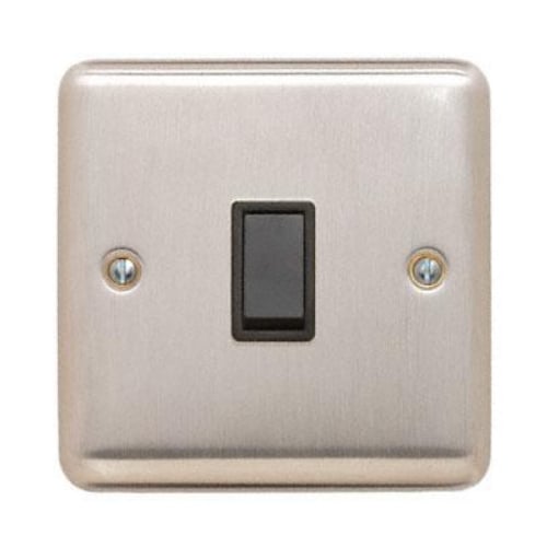 Contactum REF3712BSB Reflect 1gang 2way 10amp Switch Brushed Steel