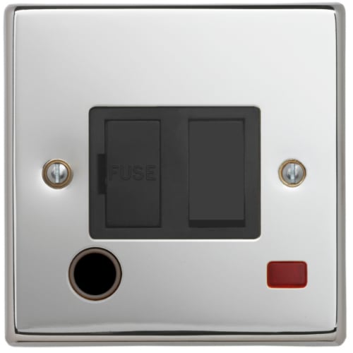 Contactum SIG3369PSB Signature 13a Switched spur with flex outlet and neon, Polished Chrome