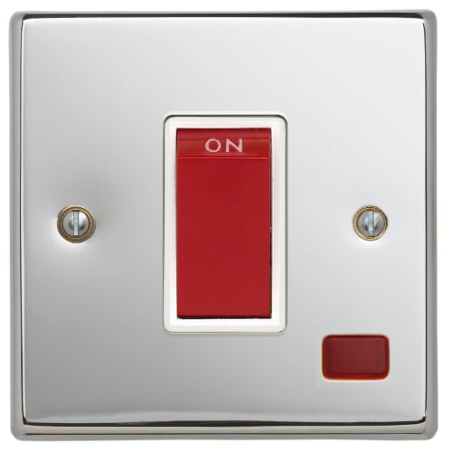 Contactum SIG3757PSW Signature 45a 1g Square DP Switch Neon Polished Chrome
