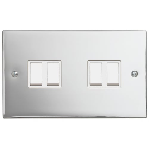 Contactum SIG3742PSW Signature 4gang 2way 10amp Switch Polished Chrome