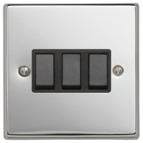 Contactum SIG3732PSB Signature 3gang 2way 10amp Switch Polished Chrome