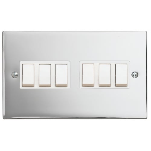 Contactum SIG3762PSW Signature 6gang 2way 10amp Switch Polished Chrome