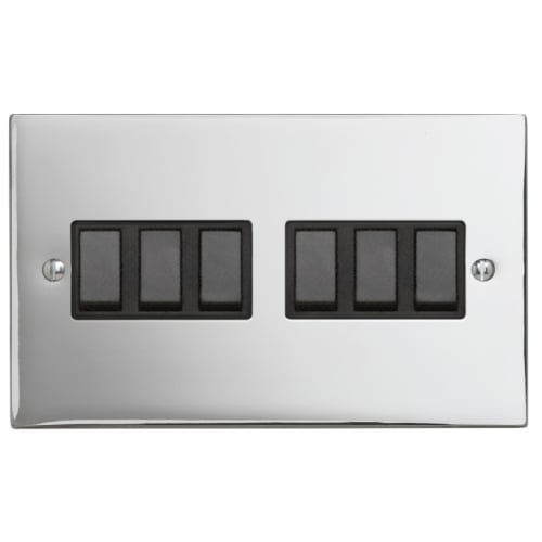 Contactum SIG3762PSB Signature 6gang 2way 10amp Switch Polished Chrome