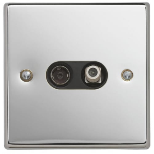 Contactum SIG3150PSB Signature 2g TV/FM & Satellite Socket. Polished Chrome