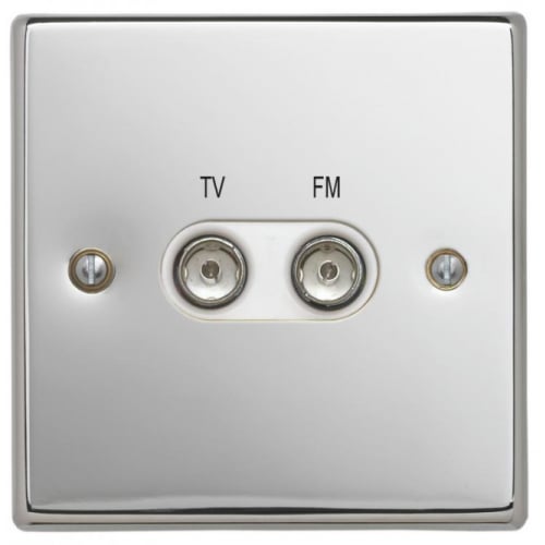 Contactum SIG3158PSW Signature TV/FM Diplexer Socket Polished Chrome